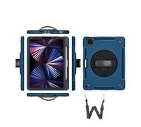 JiuRui Anti-fall Silicone Shell, Strap and Shoulder Protective Cover Suitable for iPad Air 11 inch-2024/2025(Blue (bracelet+strap))