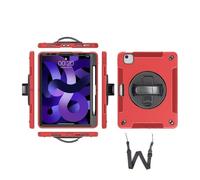 JiuRui Anti-fall Silicone Shell, Strap and Shoulder Protective Cover Suitable for iPad Air 11 inch-2024/2025(Red (bracelet+strap))