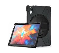 JiuRui Custodie e Cover, 360° Rotating Bracket Tablet Case+Shoulder Strap compatible with Lenovo Tab P11 Pro TB-J706F and P11 TB-J606F(Nero,2021 P11 Plus)