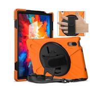 JiuRui Custodie e Cover, 360° Rotating Bracket Tablet Case+Shoulder Strap compatible with Lenovo Tab P11 Pro TB-J706F and P11 TB-J606F(Orange,2020 P11 J606F)
