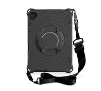 JiuRui Custodie e Cover, Colorful Silicone Strap Case, Rotating PC Anti-fall Protective Cover compatible with Lenovo Tab P10 X705 M10 HD2 TB-X605/FHD PLUS X606F/X(Nero,TB-X505F X505X)