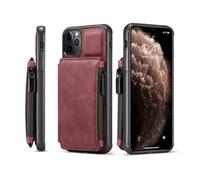 JiuRui Custodie e Cover Custodia portafoglio in pelle retrò con scomparti Per carte, custodia con supporto magnetico Per iPhone 16 Plus da 6,7 pollici(Dark red)