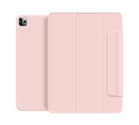 JiuRui Custodie e Cover, Tri-fold PU Leather Stand Cover, Buckle Double-sided Clip Magnetic Protective Case compatible with iPad Pro 12.9 Inch/Pro 11 inch(Rose,2020 pro 12.9 inch)