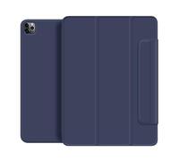 JiuRui Custodie e Cover, Tri-fold PU Leather Stand Cover, Buckle Double-sided Clip Magnetic Protective Case compatible with iPad Pro 12.9 Inch/Pro 11 inch(Blu scuro,2020 pro 11 inch)
