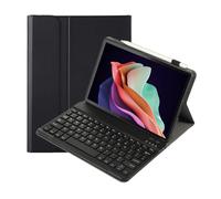 JiuRui tablet Accessori, Custodia protettiva Per tablet con tastiera, custodia in pelle PU+TPU compatibile con Lenovo M10 Plus 3a generazione da 10,6 pollici 2022(Black+Keyboard)