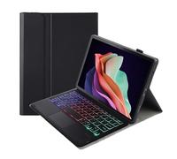 JiuRui tablet Accessori, Custodia protettiva Per tablet con tastiera, custodia in pelle PU+TPU compatibile con Lenovo M10 Plus 3a generazione da 10,6 pollici 2022(Black+Backlit Keyboard)