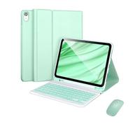 JiuRui tablet Accessori, Custodia protettiva Per tablet con tastiera, custodia in pelle PU+TPU compatibile con iPad A16 11a generazione 11 pollici 2025(Mint+Keyboard+Mouse)