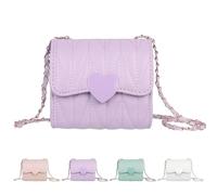 Jiusely Borsa a tracolla per bambina, borsa a tracolla, borsa a tracolla con design carino a forma di cuore, borsa a tracolla per bambini, regalo di compleanno per bambini e ragazze, Viola, 13*6*13cm