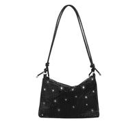 Jiusely Borsa da sera con brillantini, pochette da donna con strass scintillanti, pochette con strass per feste, matrimoni ed eventi serali, Nero , 11.8 inch L x 0.4 inch H x 7.8 inchW