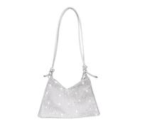 Jiusely Borsa da sera con strass, borsa a tracolla con strass scintillanti, borsa a tracolla da donna, pochette con diamanti sintetici, pochette da donna per feste e serate nuziali, Argento, 11.8 inch