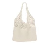 Jiusely Borsa in tessuto retrò estivo, maglia all'uncinetto spiaggia Tote Ba per lavoro, ufficio, viaggi, shopping scuola e vita quotidiana, Albicocca Colored Rice, taglia unica