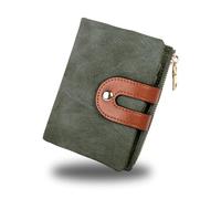 Jiusely Piccolo portafoglio in pelle bi-fold 4pa, Verde, 12.5cm * 9.5cm * 2cm, Rétro