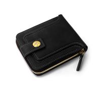 Jiusely Portafoglio da uomo, porta carte di credito, portafogli da uomo con blocco RFID, portafogli da uomo, porta carte e organizer per denaro da uomo con tasca portamonete con cerniera, Nero , 4.7