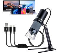 Jiusion 1080P Microscopio Portatile Digitale USB, Endoscopio in Ingradopia Da 50 a 1000X Full HD 1920x1080P 8 LED Con Supporto in Metallo Per iPhone iPad Android Windows Linux Chrome