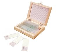 Jiusion 25Pcs Vetrini per microscopio preparati con astuccio in legno sagomato, animali insetti piante Campioni Biologico Vetrino per microscopio stereo per didattica scienze biologiche di base