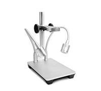 Jiusion Aggiornato con 2 lampade, in lega di alluminio, universale, regolabile, supporto professionale da tavolo, supporto per microscopio digitale USB di diametro massimo 3,5cm