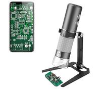 Jiusion WiFi USB Microscopio Portatile Digitale, Endoscopio Da 50 a 1000x Ingrandimento Wireless 4K 3840x2160P Fotocamera 8 LED Con Supporto In Metallo Per iPhone iPad Android Mac Windows Linux Chrome
