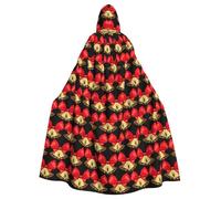 JIUTY 1 mantello con stampa di campane natalizie, per adulti, con cappuccio, 140 cm, perfetto per feste di Halloween, balli
