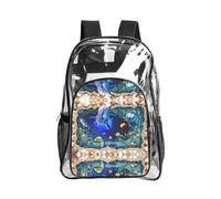 JIUTY 3d Underwater World Dolphin Print Clear Security Backpack Pvc Scuola Bookbag Viaggio Tasca Frontale Rete Laterale Utility Moderna