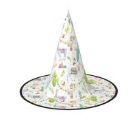 JIUTY Alpaca, Llama Cactus, bandiera montagna, 2 pezzi, cappello da strega per cosplay, feste di Halloween, accessorio per costume da strega per feste di Halloween