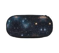 JIUTY Astuccio con cerniera a forma di stelle e galassie, grazioso ed estetico, grande capacità, organizer portatile da scrivania per adulti, Nero , Taglia unica, Organizer per borse