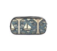JIUTY Astuccio per penne con mappa nautica della barca a vela, elegante custodia trasparente con cerniera liscia, borsa multiuso per cancelleria per scuola e ufficio