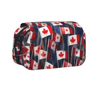 JIUTY Astuccio per penne e matite con stampa di bandiere canadesi, di grande capacità, per bambini, con doppio strato, per scuola, ufficio, università, Nero , Taglia unica, Organizer per borse