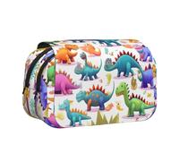 JIUTY Astuccio per penne e matite con stampa di dinosauri colorati, grande capacità, per bambini, con doppio strato, per scuola, ufficio, università, Nero , Taglia unica, Organizer per borse