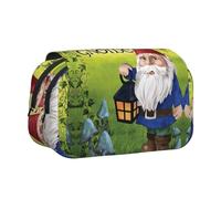 JIUTY Astuccio per penne e matite con stampa di gnomi colorati, per bambini, con doppio strato, per scuola, ufficio, università, Nero , Taglia unica, Organizer per borse