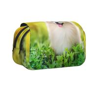 JIUTY Astuccio per penne e matite con stampa di un simpatico cucciolo di cane nel parco primaverile, grande capacità, astuccio per cancelleria per bambini con doppio strato per scuola, ufficio