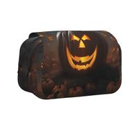 JIUTY Astuccio per penne e matite con stampa di zucca fantasma di Halloween, grande capacità, astuccio per cancelleria per bambini con doppio strato per scuola, ufficio, università, Nero , Taglia