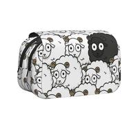 JIUTY Astuccio portapenne con stampa di pecore bianche e nere, grande capacità, per bambini, con doppio strato, per scuola, ufficio, università, Nero , Taglia unica, Organizer per borse