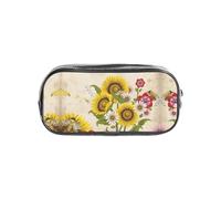 JIUTY Astuccio trasparente con api, girasoli, margherite, rose, elegante astuccio trasparente con cerniera liscia, astuccio multiuso per cancelleria per scuola e ufficio