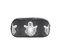 JIUTY Astuccio trasparente elegante nero con fantasma di Halloween con cerniera liscia, borsa multiuso per cancelleria per scuola e ufficio