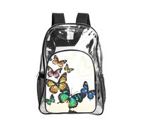 JIUTY Bella Stampa Farfalla Chiara Sicurezza Zaino Pvc Scuola Bookbag Viaggio Tasca Frontale Rete Laterale Utility Moderna