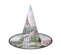 JIUTY Bella Torre Eiffel Parigi stampa 2 pezzi Cosplay strega cappello feste Halloween cappello costume accessorio per Halloween festa