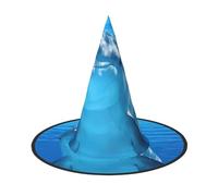 JIUTY Cappello da strega con delfino con un sorriso stampato in 2 pezzi, per cosplay, feste di Halloween, accessorio per costume da strega per feste di Halloween