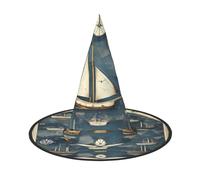 JIUTY Cappello da strega con stampa di una mappa a vela, 2 pezzi, per cosplay, feste di Halloween, accessorio per costume da strega per feste di Halloween