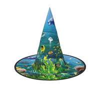 JIUTY Colorato Mondo Sottomarino Stampa 2 Pezzi Cosplay Strega Cap Halloween Parti Cappello, Strega Costume Accessorio Per Halloween Party