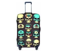 JIUTY Cool Retro Skull Head Graphics Printing Large Suitcase Cover estensibile con stampa fronte-retro, mantiene i bagagli chiusi, bianco, L