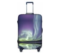 JIUTY Copertura per valigia grande con stampa aurora, copertura elastica per valigie con stampa fronte/retro, mantiene i bagagli chiusi, bianco, S
