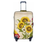 JIUTY Copertura per valigia grande con stampa di api, girasoli, margherite, rose, fiori, copertura elasticizzata per valigie con stampa su entrambi i lati, mantiene i bagagli chiusi, bianco, L