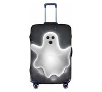 JIUTY Copertura per valigia grande con stampa di fantasmi neri e Halloween, copertura elastica per valigie con stampa fronte/retro, mantiene i bagagli chiusi, bianco, S