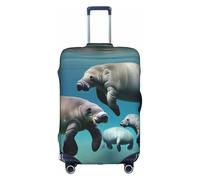 JIUTY Copertura per valigia grande con stampa di manatee animali, copertura elastica per valigia con stampa fronte/retro, mantiene i bagagli chiusi, bianco, L