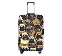 JIUTY Copertura per valigia grande con stampa di molti carlini, copertura elastica per valigia con stampa su entrambi i lati, mantiene i bagagli chiusi, bianco, XL