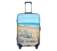 JIUTY Copertura per valigia grande con stampa di scene di spiaggia con sedie, copertura elastica per valigia con stampa fronte/retro, mantiene i bagagli chiusi, bianco, XL