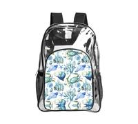 JIUTY Crab Conch Stampa Trasparente Sicurezza Zaino Pvc Scuola Bookbag Viaggio Tasca Frontale Rete Laterale Utility Moderna
