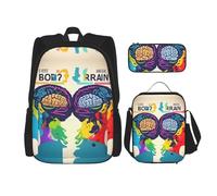 JIUTY Destra e sinistra Brain Advantage 3 pz Zaino 40,6 cm Scuola Bookbag con Lunch Box Grandi Zaini per scuola elementare Prescolare, Nero , Taglia unica, Set di zaini per la scuola