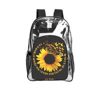 JIUTY Farfalla E Girasole Stampa Chiara Sicurezza Zaino Pvc Scuola Bookbag Viaggio Tasca Frontale Rete Laterale Utility Moderna