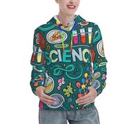 JIUTY Felpa con cappuccio da donna foderata a tema scienza dei cartoni animati caldo pullover con tasca frontale felpe invernali con tasche, Nero , S